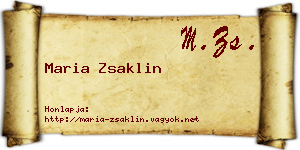 Maria Zsaklin névjegykártya